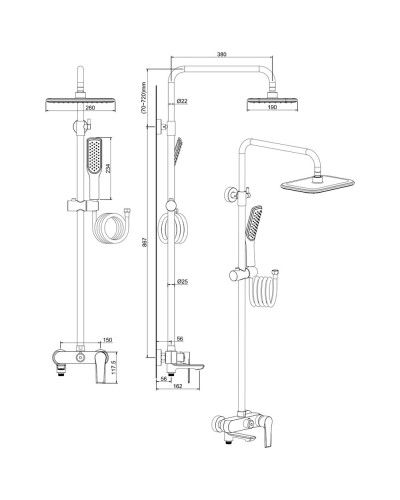 Душевая стойка Felice 8060 NERO OPACO черный матовый