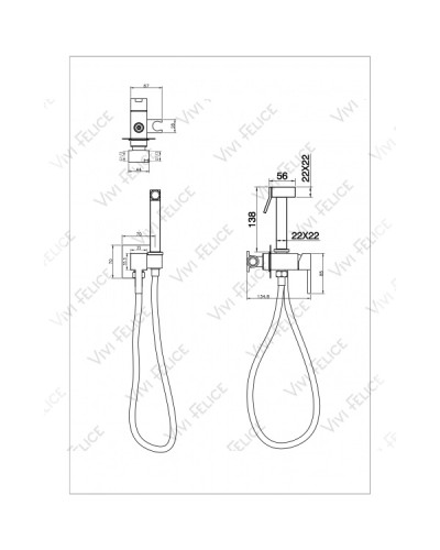 Гигиенический душ Felice 3515 NICHEL со смесителем никель