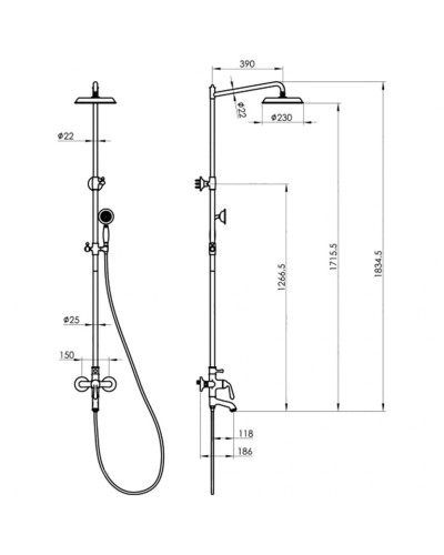 Душевая стойка Felice 0560 ORO золото