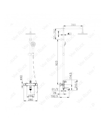 Душевая стойка Felice 1260 с термостатом