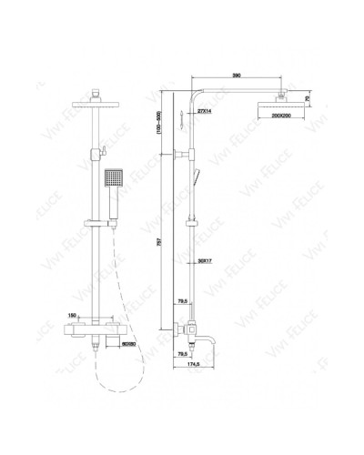 Душевая стойка Felice 1160 с термостатом