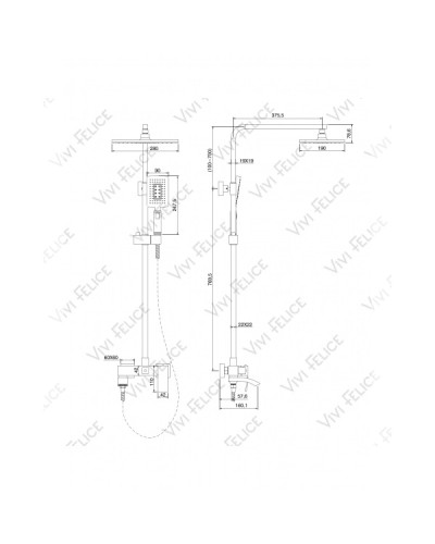 Душевая стойка Felice 1060 NERO OPACO черная матовая