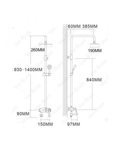 Душевая стойка Felice 9060 NERO LUCIDO хром/черный