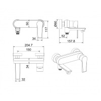Смеситель для ванны с ручным душем Felice 8040 Nero opaco, черный матовый