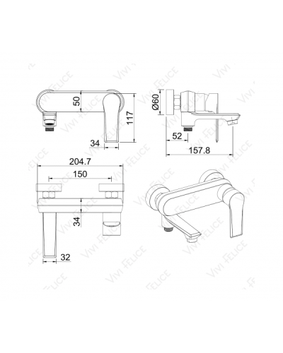 Смеситель Felice 8040 CROMO для ванны с душем