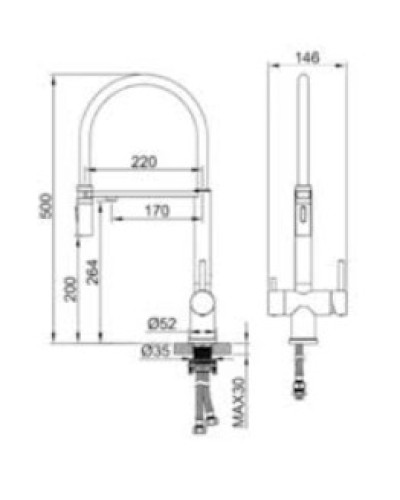 Смеситель Felice 1314 Gn для кухонной мойки, с подключением к фильтру питьевой воды, Gun Metal Nero