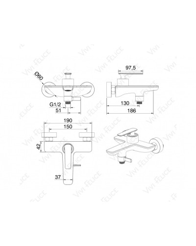 Смеситель Felice 0240 для ванны с душем
