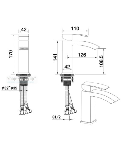 Смеситель Felice 1030 для раковины никель