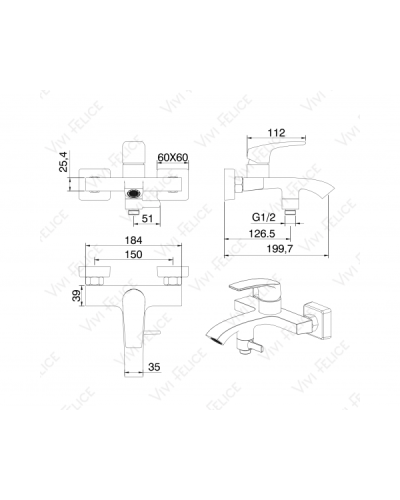Смеситель Felice 0340 для ванны с душем