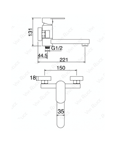 Смеситель Felice 6040 для ванны с душем