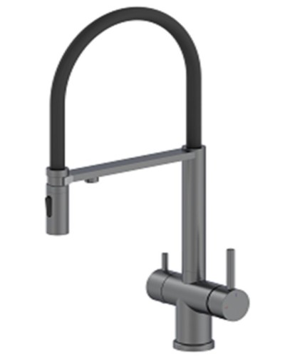 Смеситель Felice 1314 Gn для кухонной мойки, с подключением к фильтру питьевой воды, Gun Metal Nero