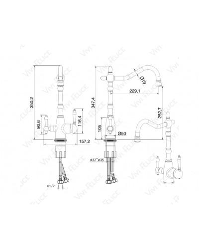 Смеситель Felice 1819-10 NERO OPACO для кухни черный матовый