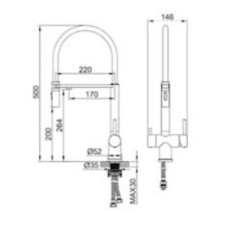 Смеситель Felice 1314 Sn для кухонной мойки, с подключением к фильтру питьевой воды, Satinato Nero