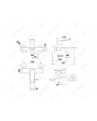 Смеситель Felice 0140 для ванны с душем