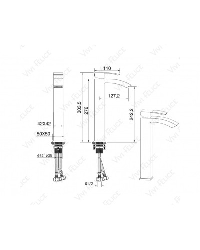 Смеситель для раковины Felice 1025 NERO OPACO черный матовый