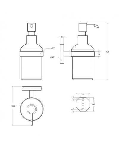 Диспенсер для мыла подвесной, стекло CEZARES RELAX-SOIS-V-GM