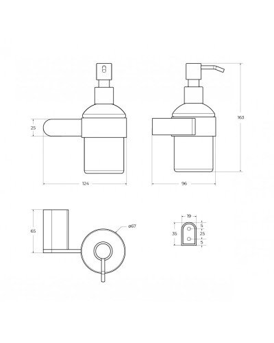 Диспенсер для мыла подвесной, стекло CEZARES STYLUS-SOIS-V-BORO