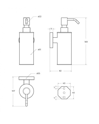Диспенсер для мыла подвесной, металл CEZARES RELAX-SOIS-M-GM