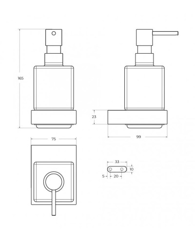 Диспенсер для мыла подвесной, стекло CEZARES SLIDER-SOIS-V-GM