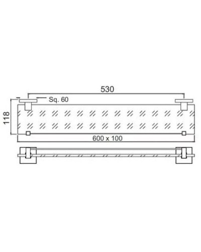 Полка стеклянная 60 см Jaquar Kubix Prime AKP-CHR-35771P
