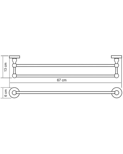 Полотенцедержатель WasserKRAFT Nau K-7740 двойной Хром