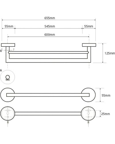 Полотенцедержатель Bemeta Neo 104204055 двойной Нержавеющая сталь
