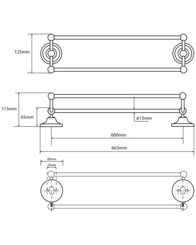 Полотенцедержатель двойной 65,5 см Bemeta Retro 144304232
