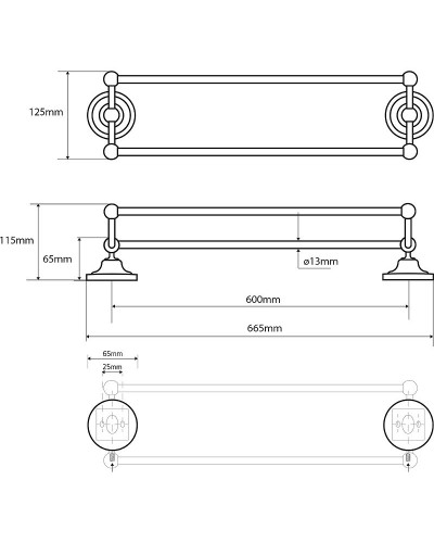Полотенцедержатель Bemeta Retro Gold and Сhrom 144204238 двойной Золото Хром