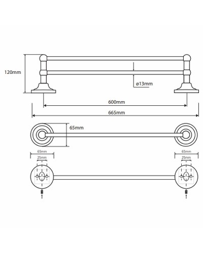 Полотенцедержатель Bemeta Retro chrom 144304052 двойной Хром