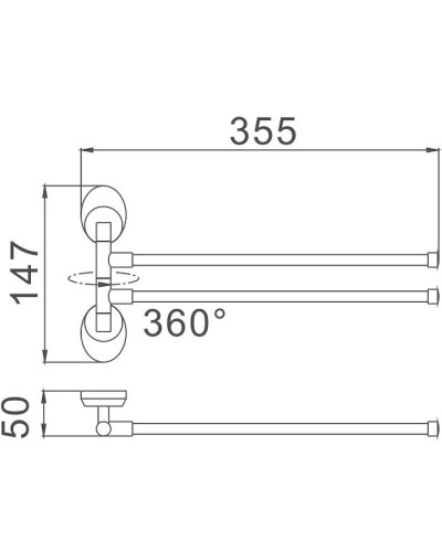 Полотенцедержатель Haiba HB1612 двойной поворотный Хром