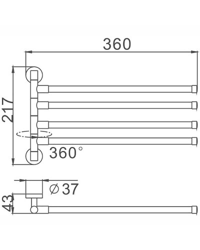 Полотенцедержатель Haiba HB114 поворотный Хром