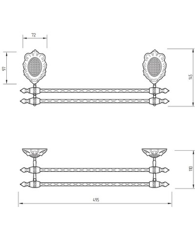 Полотенцедержатель Migliore Cleopatra 16644 двойной Бронза
