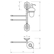 Полотенцедержатель с дозатором для жидкого мыла Migliore Cleopatra 16699 поворотный Золото
