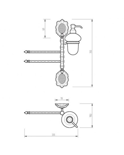 Полотенцедержатель с дозатором для жидкого мыла Migliore Cleopatra 16699 поворотный Золото