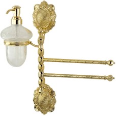 Полотенцедержатель с дозатором для жидкого мыла Migliore Cleopatra 16699 поворотный Золото