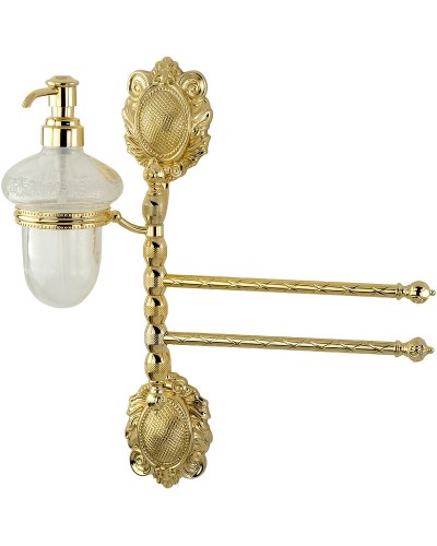 Полотенцедержатель с дозатором для жидкого мыла Migliore Cleopatra 16699 поворотный Золото