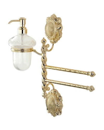 Полотенцедержатель с дозатором для жидкого мыла Migliore Cleopatra 16699 поворотный Золото