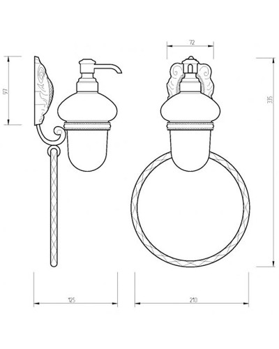 Дозатор для жидкого мыла с кольцом для полотенец Migliore Cleopatra 16683 Золото