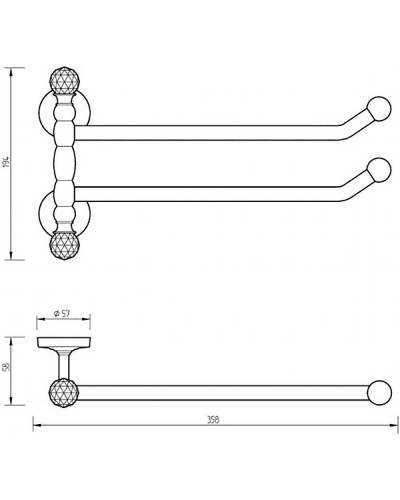 Полотенцедержатель Migliore Amerida 16607 поворотный Золото с кристаллами Swarovski