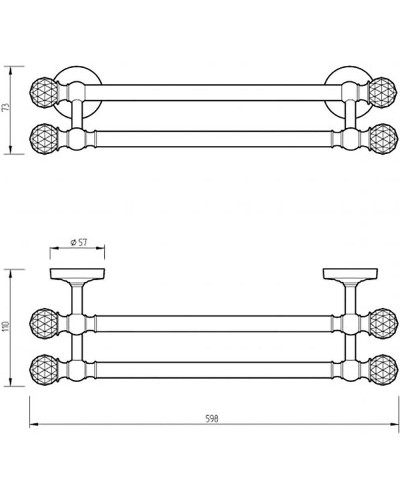 Полотенцедержатель Migliore Amerida 16569 двойной Бронза с кристаллами Swarovski