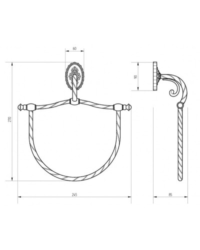Кольцо для полотенец Migliore Edera 16893 Бронза