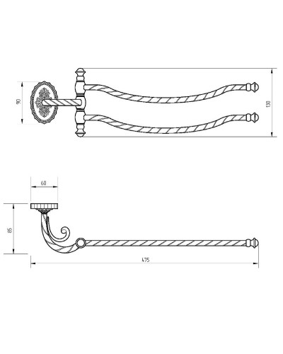 Полотенцедержатель Migliore Edera 16901 двойной поворотный Бронза