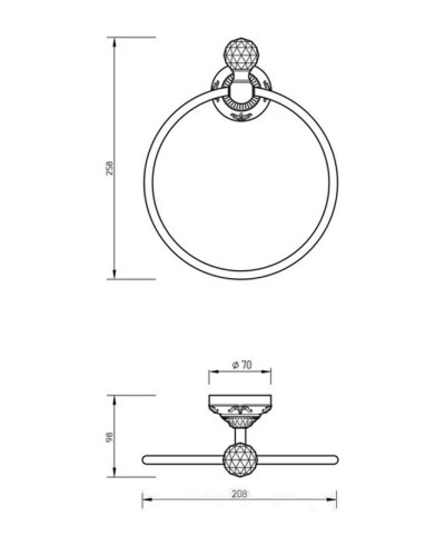 Кольцо для полотенец Migliore Cristalia 16837 Золото с кристаллом Swarovski