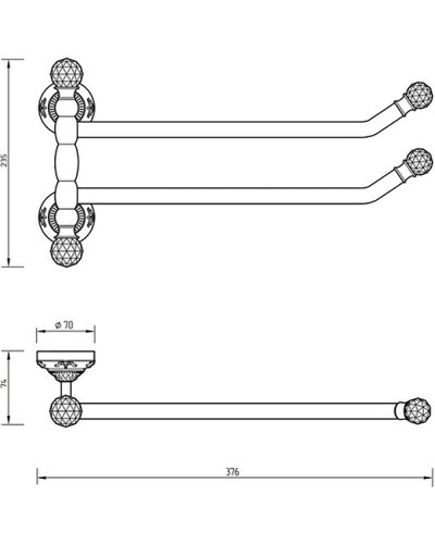 Полотенцедержатель Migliore Cristalia 16780 поворотный Бронза с кристаллами Swarovski