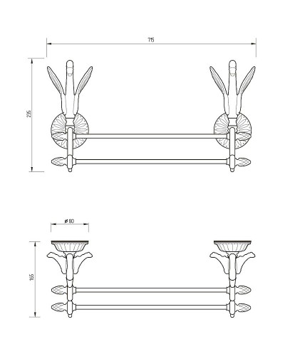 Полотенцедержатель Migliore Luxor 26134 двойной Золото