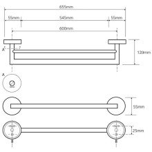 Полотенцедержатель Bemeta Sablo 160204052 двойной Золото матовое