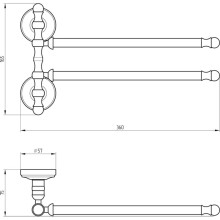 Полотенцедержатель Migliore Mirella 17293 двойной поворотный Хром Золото