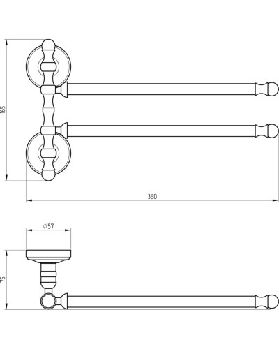 Полотенцедержатель Migliore Mirella 17293 двойной поворотный Хром Золото