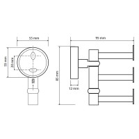 Тройной крючок Bemeta Omega 104106072 поворотный Хром