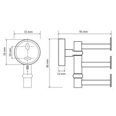 Тройной крючок Bemeta Omega 104106072 поворотный Хром